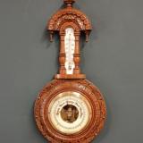 Antique Victorian Walnut Pendant Banjo Barometer