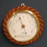 Antique Victorian Oak Rope Twist Ship's Barometer at Sturmans Antiques barometers for sale