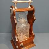 Antique Victorian Single Bottle Oak Cased Tantalus at Sturmans Antiques tantalus for sale