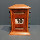 Antique Edwardian Perpetual Golden Oak Desk Calendar