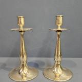 Antique Pair of Solid Brass Art Nouveau Candlesticks