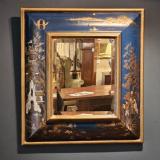 Antique 1920's Blue Chinoiserie Mirror at Sturmans Antiques Mirror for sale