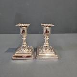 Antique Matching Pair of Victorian Silver Candlesticks by Hawksworth & Eyre of Sheffield