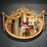 Antique Victorian Oval Timber Gilt Mirror