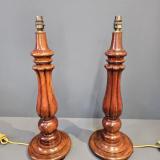 Antique Pair of Large Mahogany Country House Table Lamps