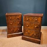 Antique Pair of Victorian Walnut Bedside Chests
