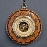 Antique Carved Walnut Aneroid Barometer