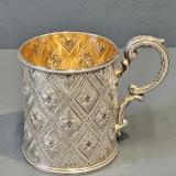 Antique Victorian Quilted Silver Mug by Martin and Hall of Sheffield