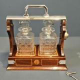 Antique Victorian Mahogany Two Bottle Tantalus at Sturmans Antiques tantaluses for sale