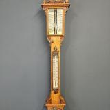 Antique Victorian Oak Seacoast Stick Barometer by Edward & Gabriel Davis of Leeds