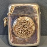 Antique Silver and 9ct Gold Medallion Vesta Case by A & J Zimmerman of Birmingham