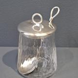 Antique Silver Top Jam Pot and Spoon from Sheffield at Sturmans Antiques silver for sale