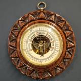 Antique Victorian Carved Walnut Wheel Barometer
