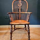 Antique Burr Yew High Back Windsor Chair at Sturmans Antiques furniture chairs for sale