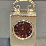 Antique Silver and Dark Red Enamel Travelling Clock