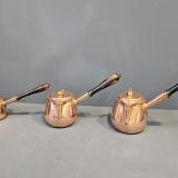 Antique Matching Set of 3 Victorian Copper Pans at Sturmans Antiques metalware for sale