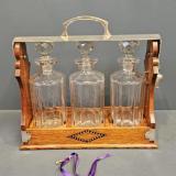 Antique Victorian Oak 3 Bottle Tantalus at Sturmans Antiques Tantalus for sale