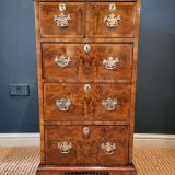 Antique Edwardian Burr Walnut Tallboy Chest at Sturmans Antiques furniture for sale