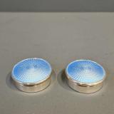 Antique Matching Pair of Silver and Blue Engine Turned Enamel Pill Boxes by Adie Bros of Birmingham at Sturmans Antiques silver for sale