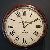 Antique Victorian 12" Convex Dial Fusee Wall Clock by Dent at Sturmans Antiques clocks for sale