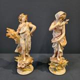 Antique Pair of Edwardian Figures at Sturmans Antiques art for sale