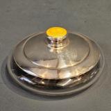 Antique Silver and Yellow Engine Turned Powder Bowl by Henry Perkins & Sons of London at Sturmans Antiques silver for sale