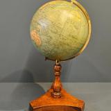 Antique 1930's 9" Plaster Library Globe on Oak Tripod Foot at Sturmans Antiques Globe for sale