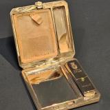 Antique Cast Engine Turned Silver Compact and Lipstick by Joseph Gloster of Birmingham at Sturmans Antiques silver for sale