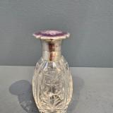 Antique Lilac Enamel Engine Turned Silver Topped Scent Bottle by Albert Carter of Birmingham at Sturmans Antiques scent bottle for sale