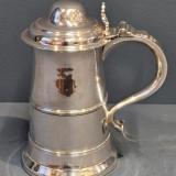 Antique George III Silver Lidded Tankard  by Samuel Godbehere, Edward Wigan & James Boult of London at Sturmans Antiques silver for sale