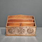 Antique Glasgow School Copper on Oak Letter Rack at Sturmans Antiques furniture for sale