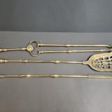 Antique Set of Fine Irish George III Brass Fire Irons at Sturmans Antiques metalware for sale