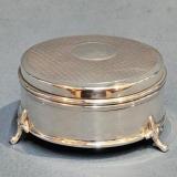 Antique Edwardian Engine Turned Top Silver Ring Box by Robert Pringle & Sons of London at Sturmans Antiques silver for sale