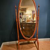 Antique Victorian Inlaid Satinwood Cheval Mirror at Sturmans Antiques mirrors for sale 