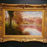 Antique William Mellor Oil on Canvas 'Bolton Abbey from the Warfe' at Sturmans Antiques painting for sale