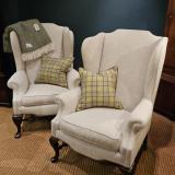 Antique Pair of Victorian Wing Back Arm Chairs at Sturmans Antiques Furniture for sale 