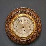 Antique Victorian Carved Oak Wreath Case Barometer by George Wilson & Co, Great Putney Rd, London at Sturmans Antiques barometer for sale