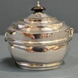 Antique Silver Tea Caddy by Walker & Hall of Sheffield at Sturmans Antiques silver for sale