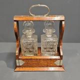 Antique Victorian Oak Two Bottle Tantalus at Sturmans Antiques tantalus for sale