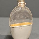 Antique Oval Faceted Crystal and Silver Hip Flask at Sturmans Antiques silver for sale 