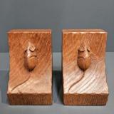 Rare Mouseman Scalloped Edge Book Ends at Sturmans Antiques mouseman for sale