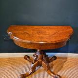 Antique Victorian Walnut Fold Over Games Table At Sturmans Antiques Furniture for sale 