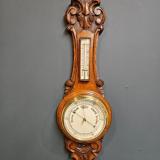Antique Compact Victorian Carved Oak Banjo Barometer at Sturmans Antiques barometer for sale