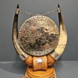 Antique Large Victorian Oak and Silver Plate Cow Horn Dinner Gong at Sturmans Antiques dinner gong for sale