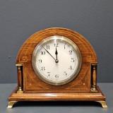 Antique Fine Quality Edwardian Inlaid Arched Top Mantel Clock at Sturmans Antiques clocks for sale
