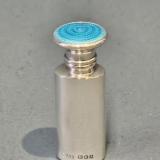 Silver and Turquoise Engine Turned Enamel Scent Bottle by H Pidduck & Sons of London at Sturmans Antiques silver for sale