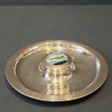 Antique Silver and Enamel Hunter Hawk Cufflink Tray by Turner & Simpson of Birmingham at Sturmans Antiques silver for sale