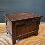 Antique Charles I Period Oak Single Panel Coffer at Sturmans Antiques furniture for sale