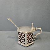 Antique Early Victorian Mustard Pot with Cranberry Liner by Henry Wilkinson of Sheffield at Sturmans Antiques silver for sale