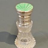 Antique Silver and Emerald Green Enamel Crystal Scent Bottle at Sturmans Antiques silver for sale